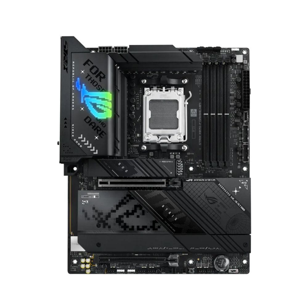 Купить Сист.плата ASUS ROG STRIX X870-F GAMING WIFI, X870, AM5, 4xDIMM DDR5, 2xPCI-E x16, 4xM.2, SATA, DP,HDMI, 2xUSB 4.0, BOX в Алматы