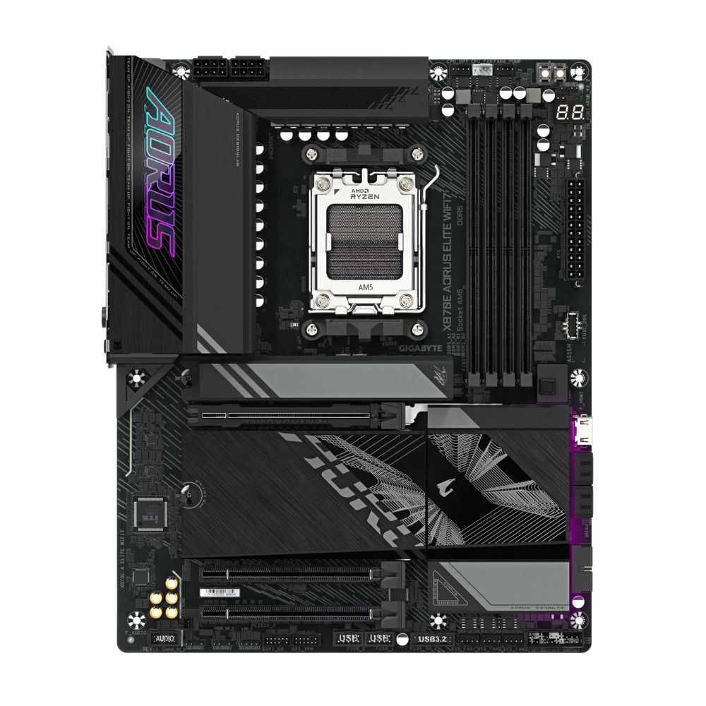 Купить Материнская плата Gigabyte X870E AORUS ELITE WIFI7, AM5 X870, 4 x DDR5, PCIe5.0, 4 x M.2, ATX в Алматы