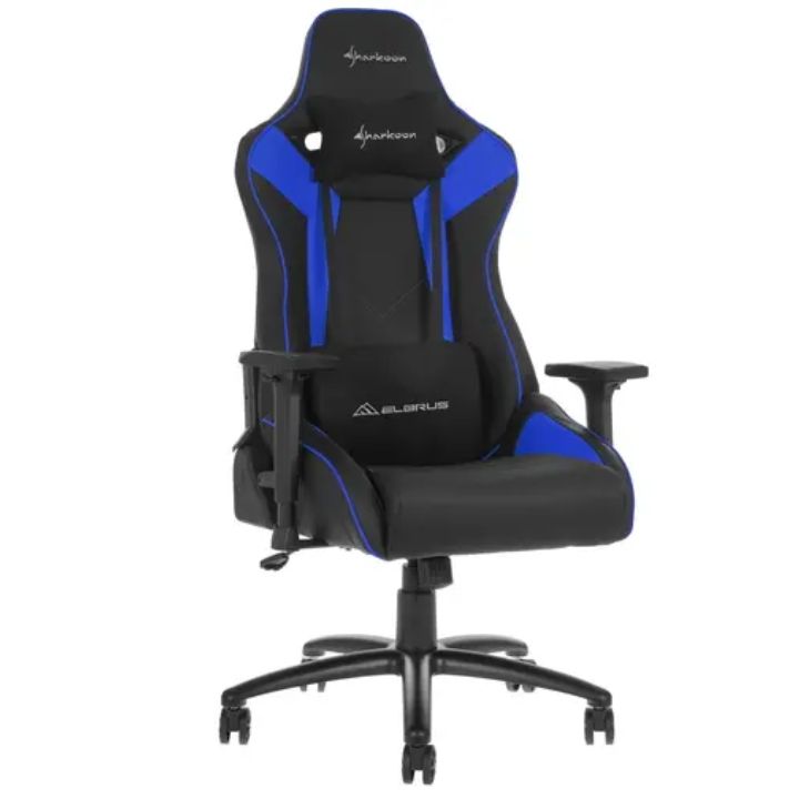 Купить Игровое кресло Sharkoon Elbrus 3 Black/Blue <Cинтетическая кожа, Газлифт 4, подлокотник 3D> в Алматы