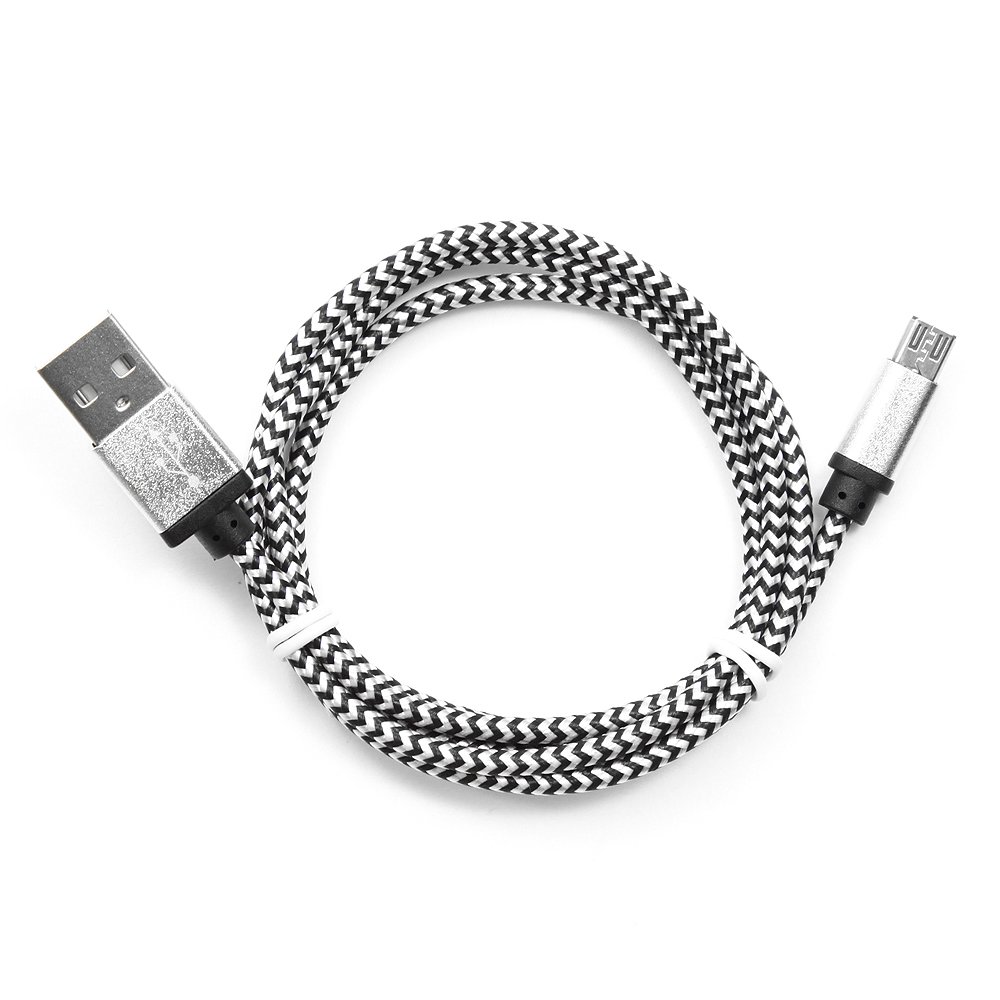 Купить Кабель USB 2.0 Cablexpert CC-mUSB2sr1m, USB-MicroUSB, 1м, нейлоновая оплетка, алюм разъемы, серебри в Алматы
