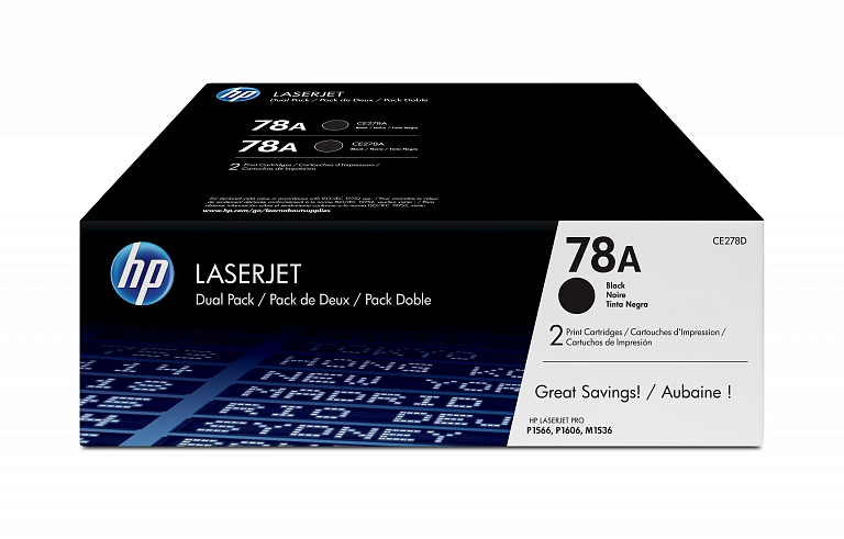 Купить Картридж лазерный HP LaserJet CE278AF Black for HP LaserJet P1566/P1606w, двойная упаковка,  2x2100стр  в Алматы