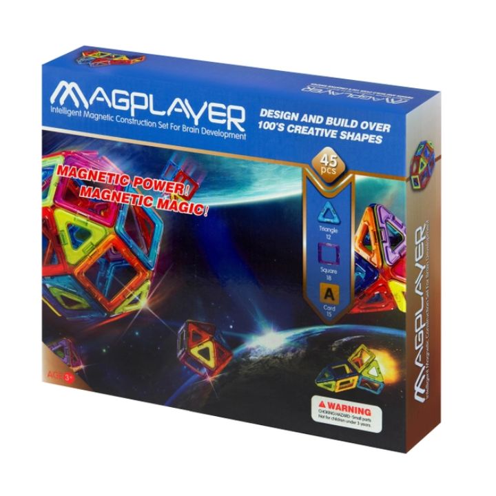 Купить Конструктор Magplayer магнитный набор 45 эл. в Алматы