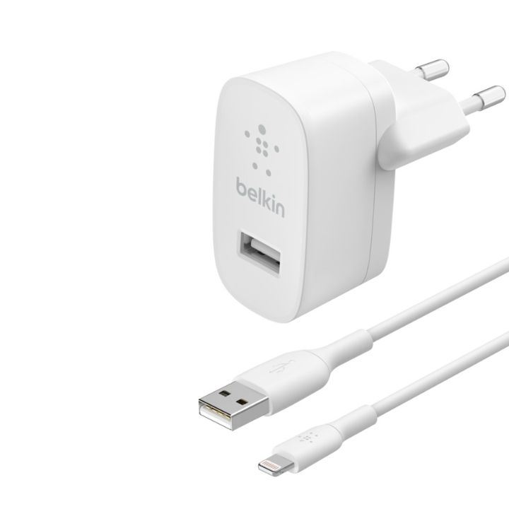 Купить Сетевое ЗУ Belkin 12W USB-A 2.4A, Lightning 1m, white в Алматы