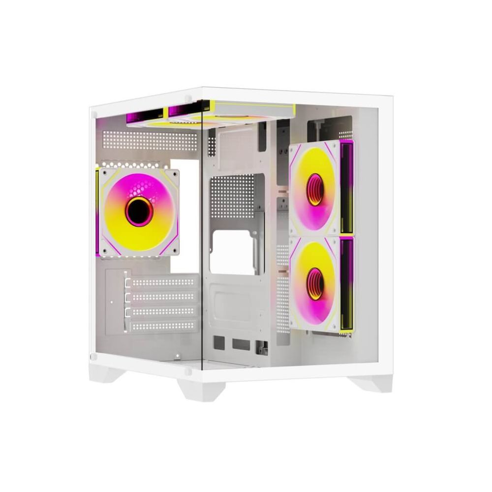 Купить Корпус Wintek AQUABOX S05-W TG, Micro ATX, USB 1*3.0/2*2.0, HD Mic, 5*12cm ARGB (контр.   пульт д/у), белый в Алматы
