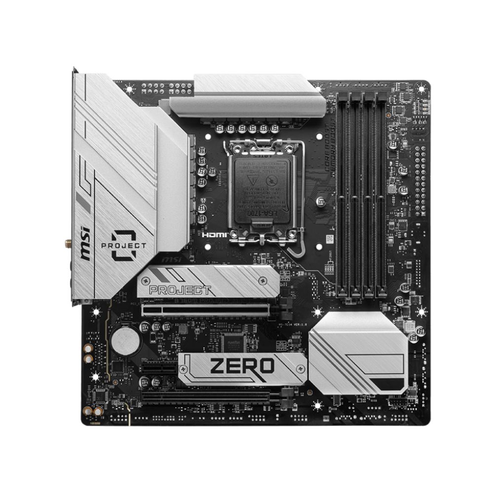 Купить Материнская плата MSI B760M PROJECT ZERO LGA1700 B760 4xDDR5 4xSATA3 RAID 2xM.2 HDMI DP mATX в Алматы