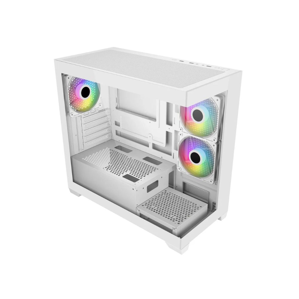 Купить Компьютерный корпус FSP S340, Без БП, 2xUSB3.0, 3xFAN120 ARGB, 2xGlass, White, ATX в Алматы