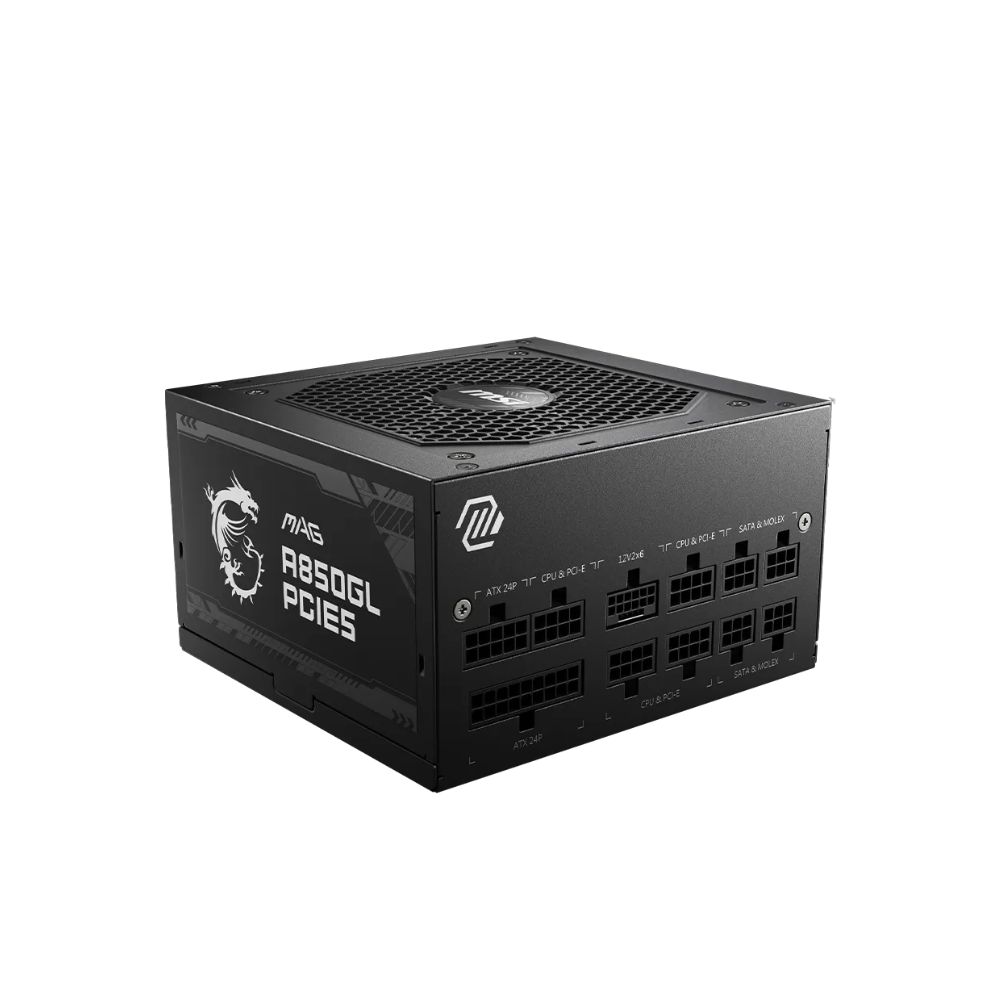 Купить БП ATX 850W MSI MAG A850GL PCIE5, Gold, 20+4/24+4/24+4+8/24+8+8, 12cm, 4x6+2p+16p PCI-E в Алматы