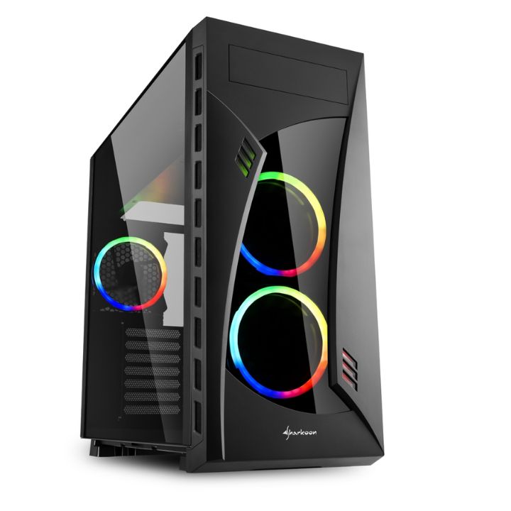 Купить Корпус ПК без БП Sharkoon NIGHT SHARK RGB <EATX, 3x3.5, 5x2.5,2xUSB 3.0,2xUSB2.0, 503*210*475mm> в Алматы
