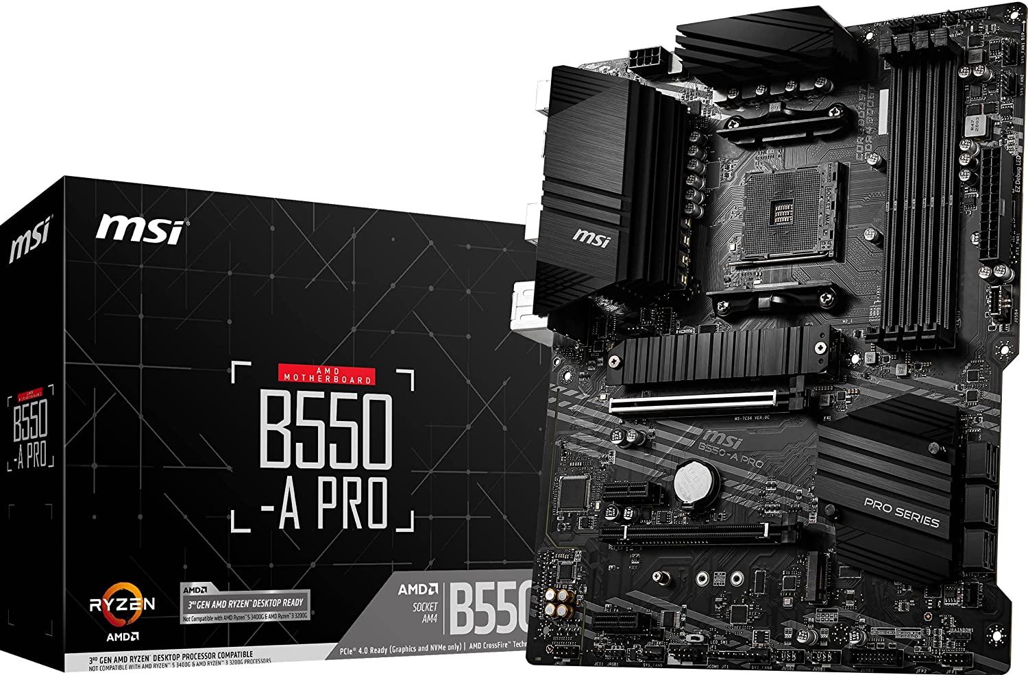 Купить Материнская плата MSI B550-A PRO AM4 4xDDR4 6xSATA3 2xM.2 HDMI DP ATX в Алматы