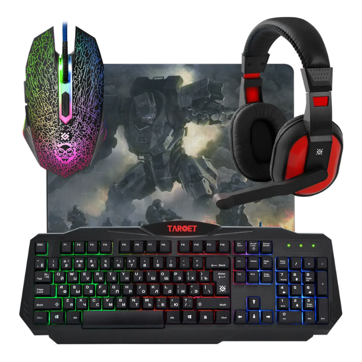 Купить Игровой набор Defender Target MKP-350 мышь+клавиатура+гарнитура+ков. в Алматы