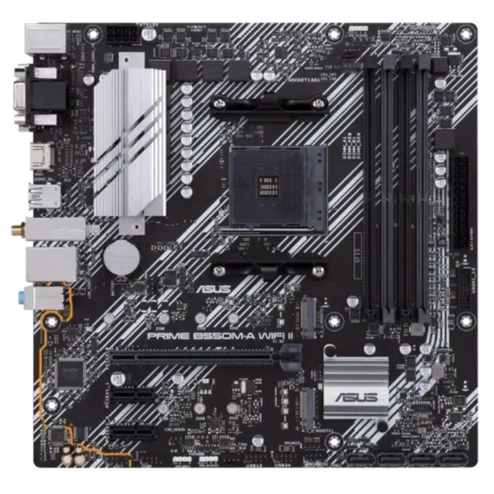 Купить Материнская плата ASUS PRIME B550M-A WIFI II AM4 4xDDR4 4xSATA3 RAID 2xM.2 VGA HDMI DVI mATX в Алматы