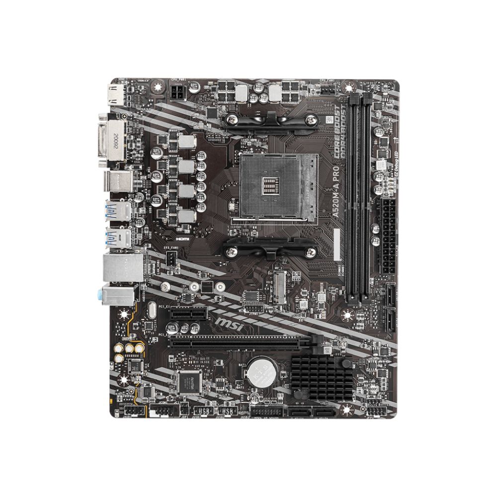 Купить Материнская плата MSI A520M-A PRO AM4 A520 2xDDR4 4xSATA3 RAID 1xM.2 HDMI DVI mATX в Алматы