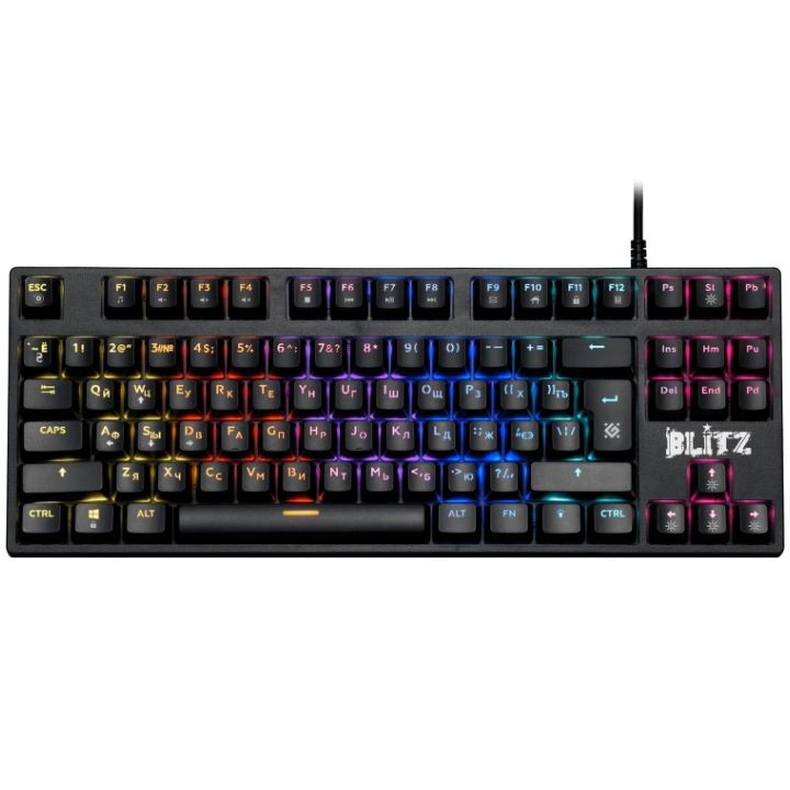 Купить Клавиатура проводная игровая механическая Defender Blitz GK-240L RU,Rainbow (Черный), USB, ENG/RU, Н в Алматы