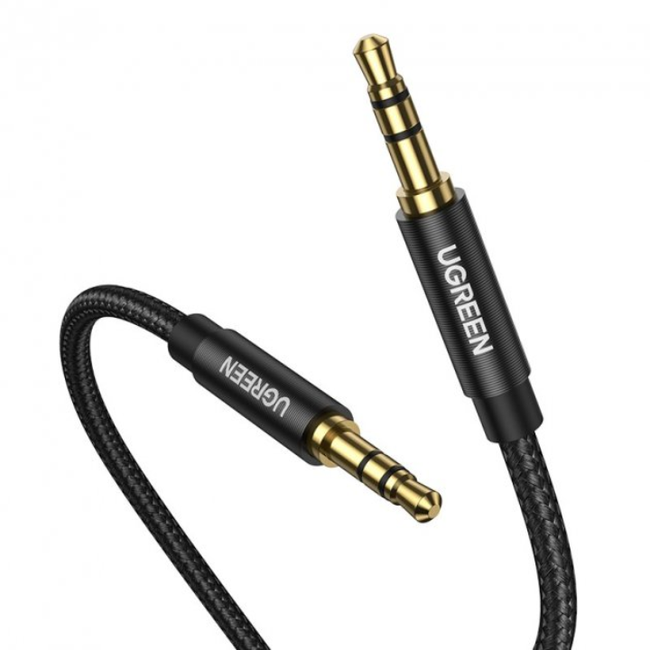 Купить Аудиокабель UGREEN AV112 3.5mm Male to 3.5mm Male Cable Gold Plated Metal Case with Braid, 1m, Black, 50361 в Алматы