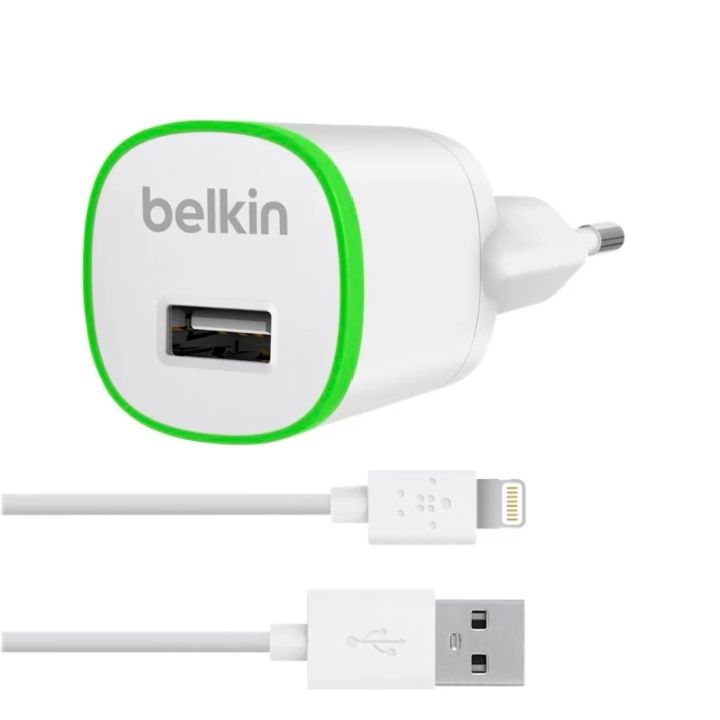 Купить Домашнее зарядное устройство belkin usb micro charger (220в + кабель молния, usb 1amp) в Алматы