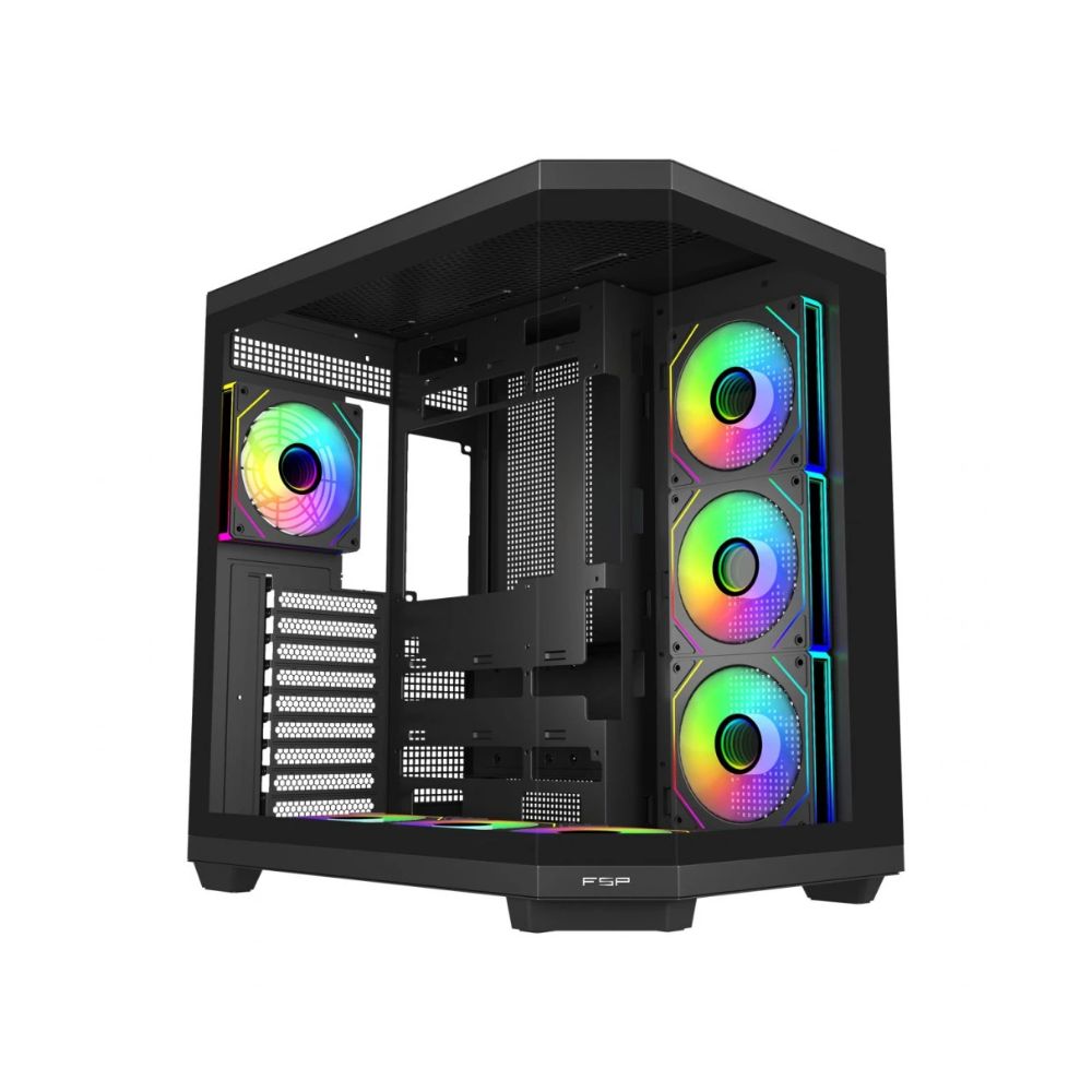 Купить Корпус FSP U580-BA, ULTRA Tower ATX, ATX(BTF), M-ATX, Mini-ITX, VGA up to 415mm, 7xARGB FAN, Black в Алматы