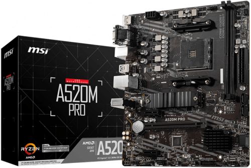 Купить Материнская плата MSI A520M PRO AM4 A520 2xDDR4 4xSATA3 RAID 1xM.2 VGA HDMI DP mATX в Алматы