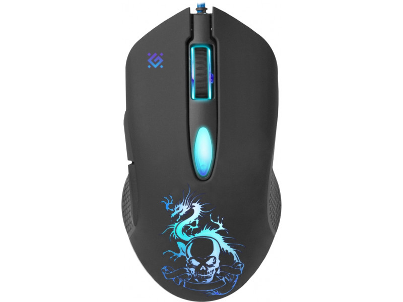 Купить Мышь проводная игровая оптическая Defender Sky Dragon GM-090L (черный),USB, 6 кн. + колесо, 800-3200. Редактор макросов. Эмуляция клавиш клавиатуры. 4 режима разрешения мыши. Широкое прорезиненное колесо прокрутки шириной 8 мм с подсветкой. в Алматы