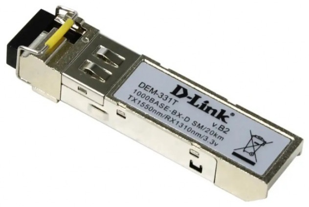 Купить WDM SFP-трансивер с 1 портом 1000Base-BX-D (Tx:1550 нм, Rx:1310 нм) для одномодового оптического кабеля (до 20/40 км)                                                                                                                                      в Алматы