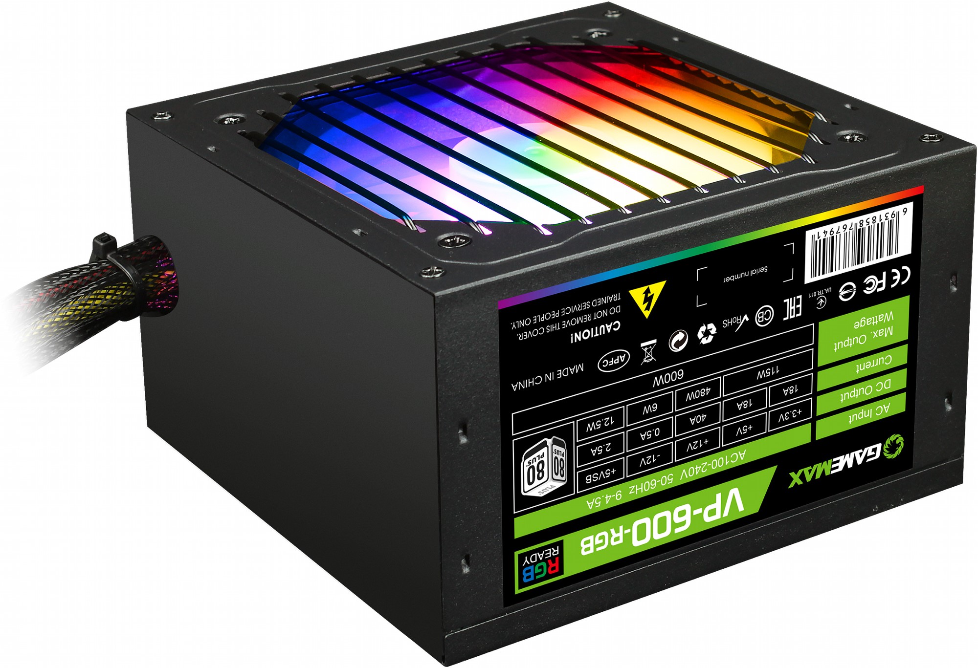 Купить Блок питания ПК  600W GameMax VP-600 <600W, RGB, 120mm, 80 , APFC, 4xSATA, 3x4PIN> в Алматы