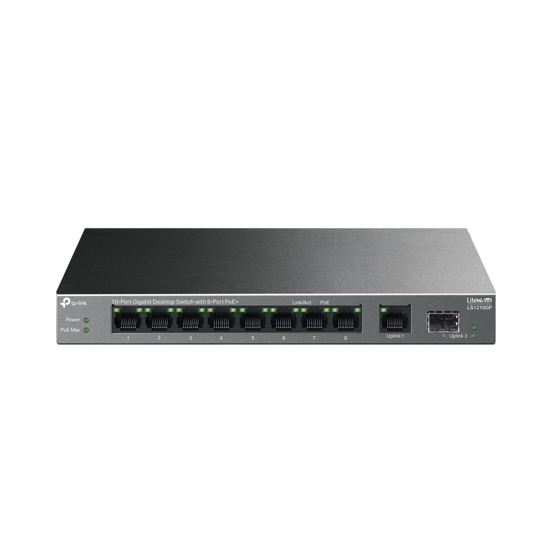 Купить Коммутатор PoE+ GbE 10-портовый Tp-Link LS1210GP <10-портовый гигабитный настольный коммутатор,с 8 портами PoE+ IEEE 802.3af/at, бюджет мощности PoE 61W,  1 порт SFP > в Алматы