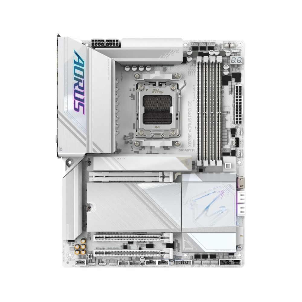 Купить Матплата Gigabyte X870E Aorus Pro ICE, AM5, ATX, 4DDR-5, 3хPCI-Ex16, 4SATA, 4xM.2, HDMI, 20USB в Алматы