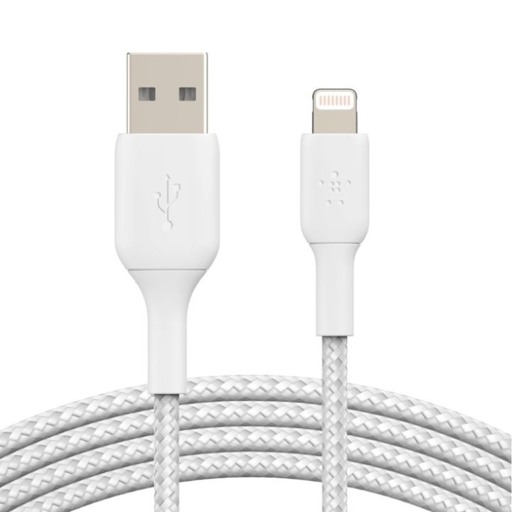 Купить Кабель Belkin USB-A - Lightning, BRAIDED, 1m, white в Алматы