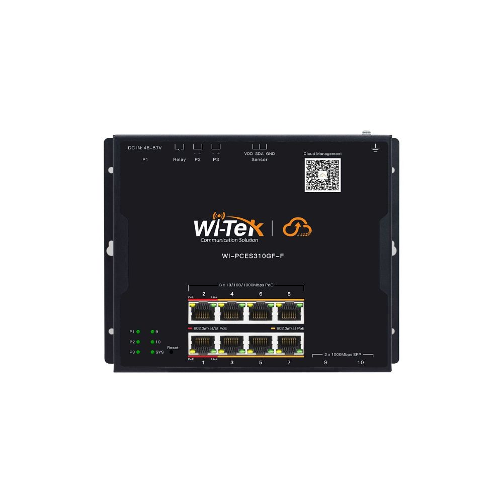 Купить WI-PCES310GF-F, настраиваемый промышленный PoE 120Вт, порты 8 PoE GE + 2 SFP, Easy Smart в Алматы