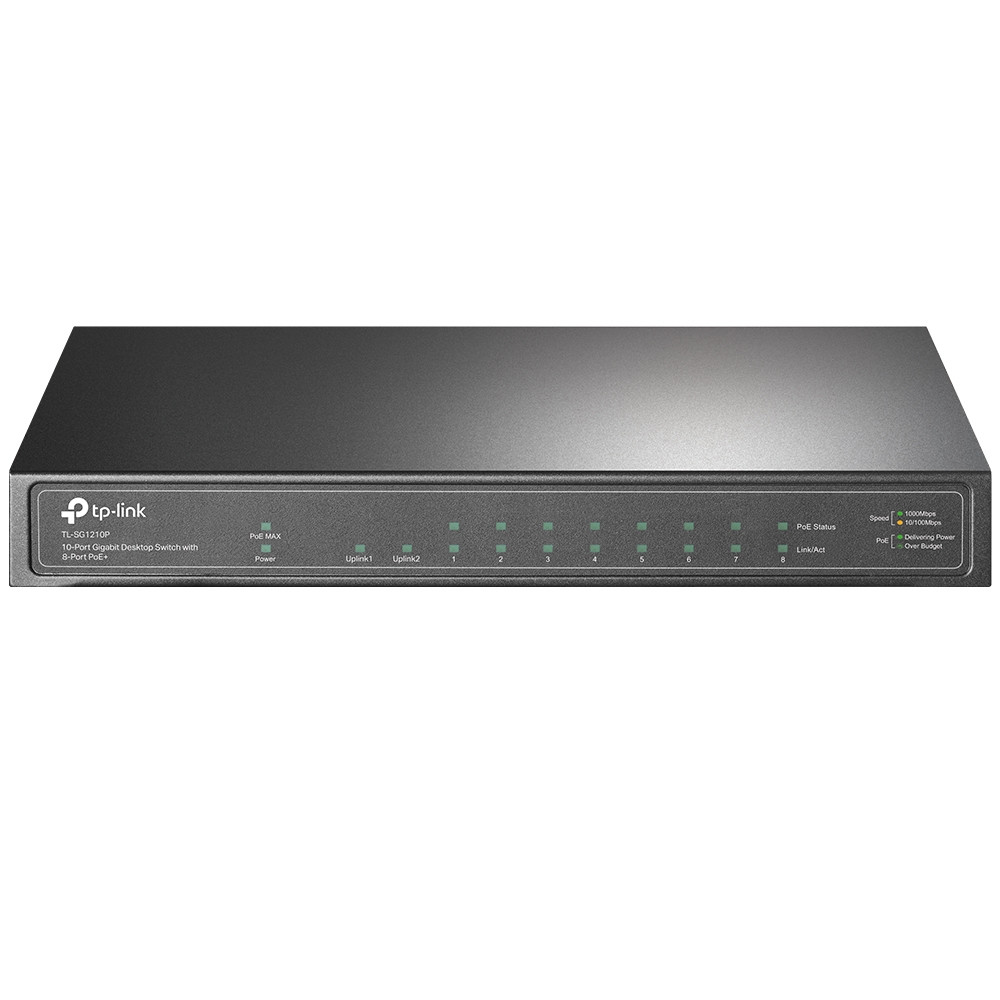 Купить TP-Link TL-SG1210P 10-портовый настольный неуправляемый гигабитный коммутатор с 8 портами PoE+ в Алматы