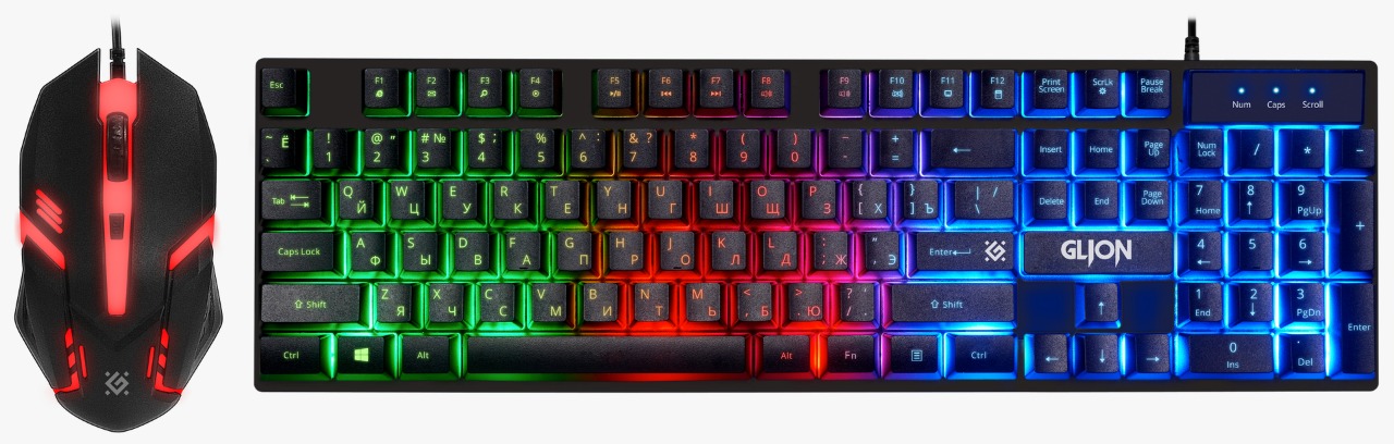 Купить Комплект игровой Defender Glion C-123 RU мышь+клавиатура в Алматы
