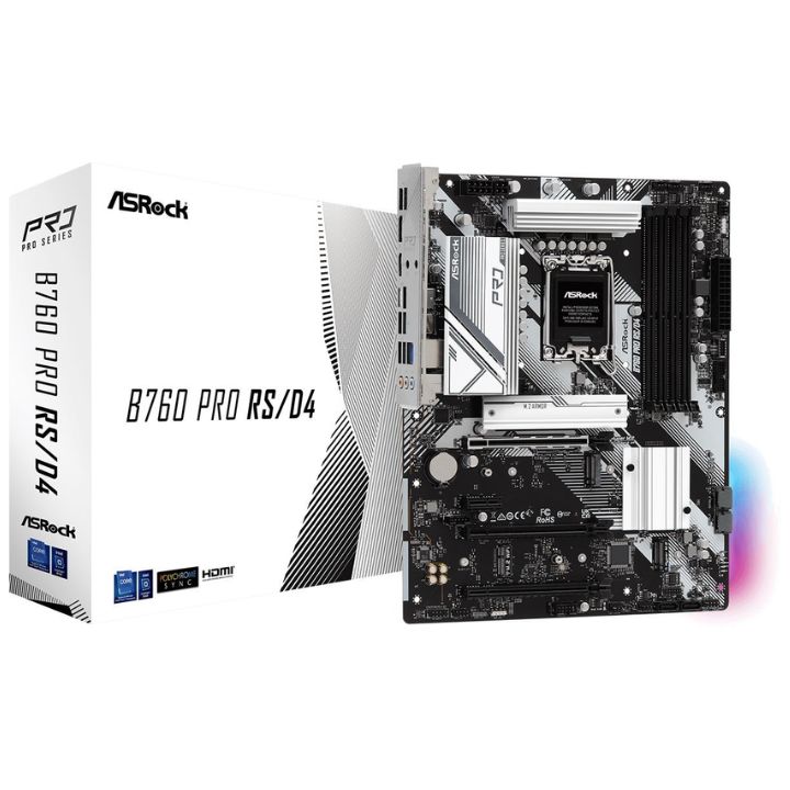 Купить Материнская плата ASRock B760 PRO RS/D4 LGA1700 4xDDR4 4xSATA RAID 2xM.2 HDMI DP ATX в Алматы