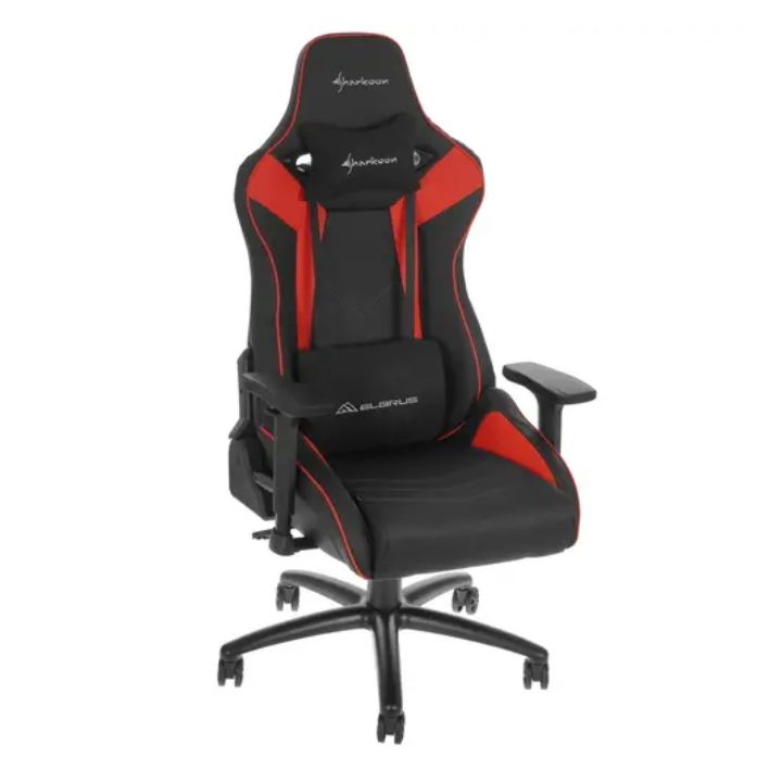 Купить Игровое кресло Sharkoon Elbrus 3 Black/Red <Cинтетическая кожа, Газлифт 4, подлокотник 3D> в Алматы