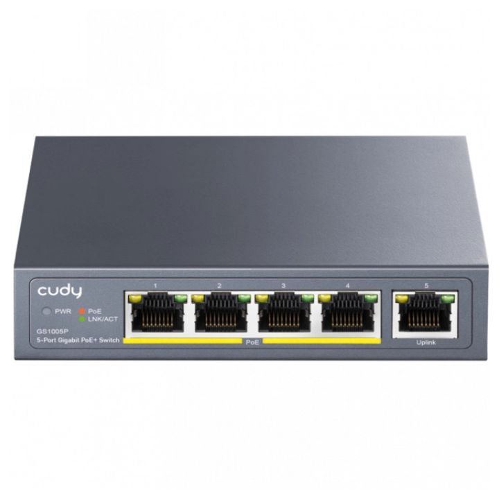 Купить Коммутатор PoE+ GbE  5-портовый CUDY GS1005P <5-Port 10/100/1000M PoE+ Switch 60W, 5 10/100/1000M ports with 4POE+ Ports Unmanaged Switch with UL power adapter IEEE802.3af / IEEE802.3at, 60W External> в Алматы