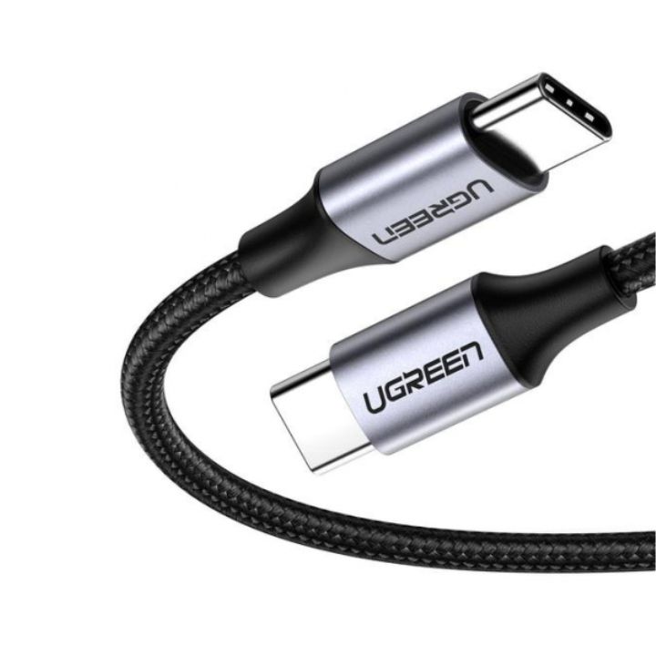 Купить Кабель UGREEN US261 USB 2.0 C M/M Round Cable Nickel Plating Aluminum Shell 1m (Gray Black) в Алматы