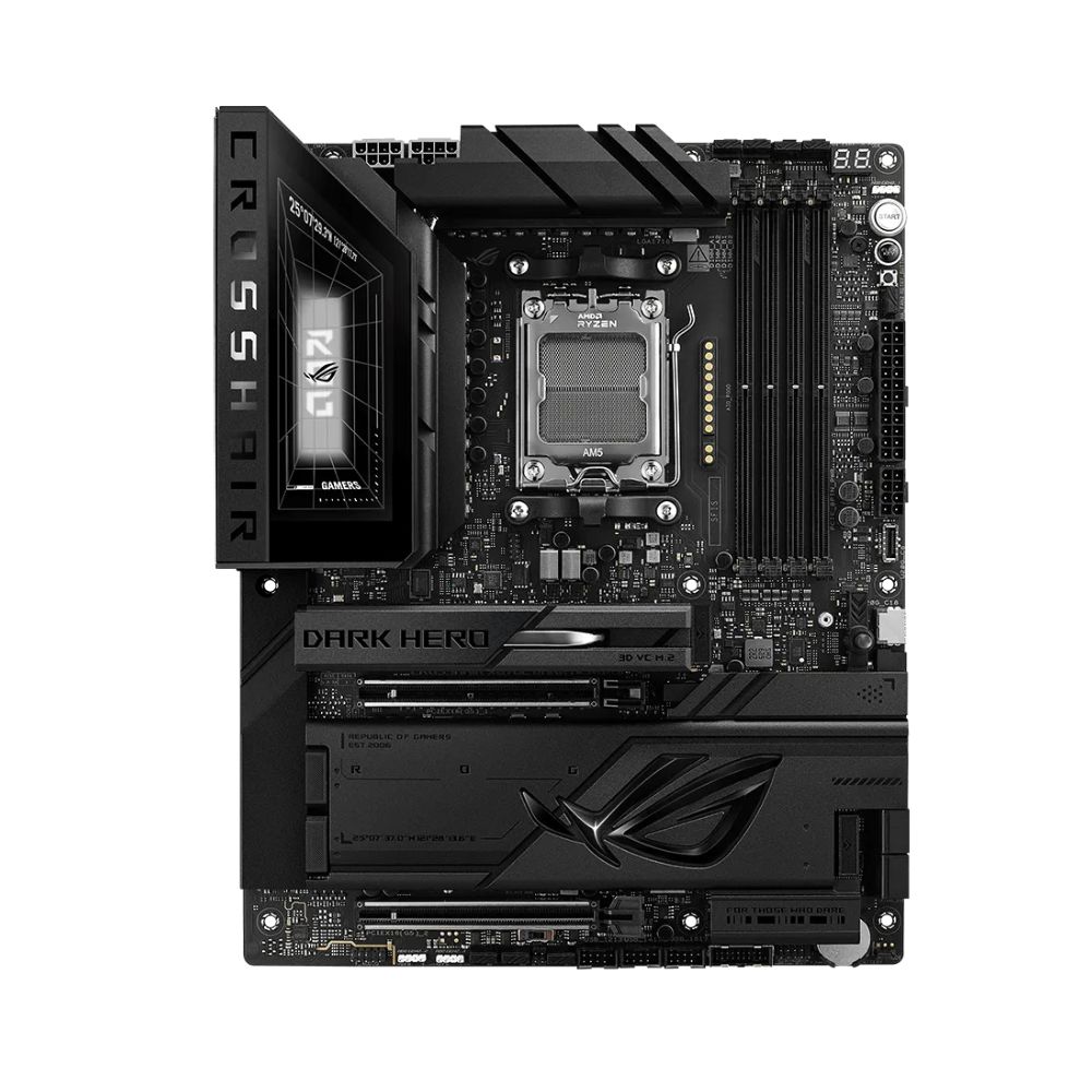 Купить Сист.плата ROG CROSSHAIR X870E DARK HERO, X870E, AM5, 4xDDR5, 2xPCI-E x16, 5xM2, 2xUSB 4.0 Type C, HDMI, WIFI7, BOX в Алматы