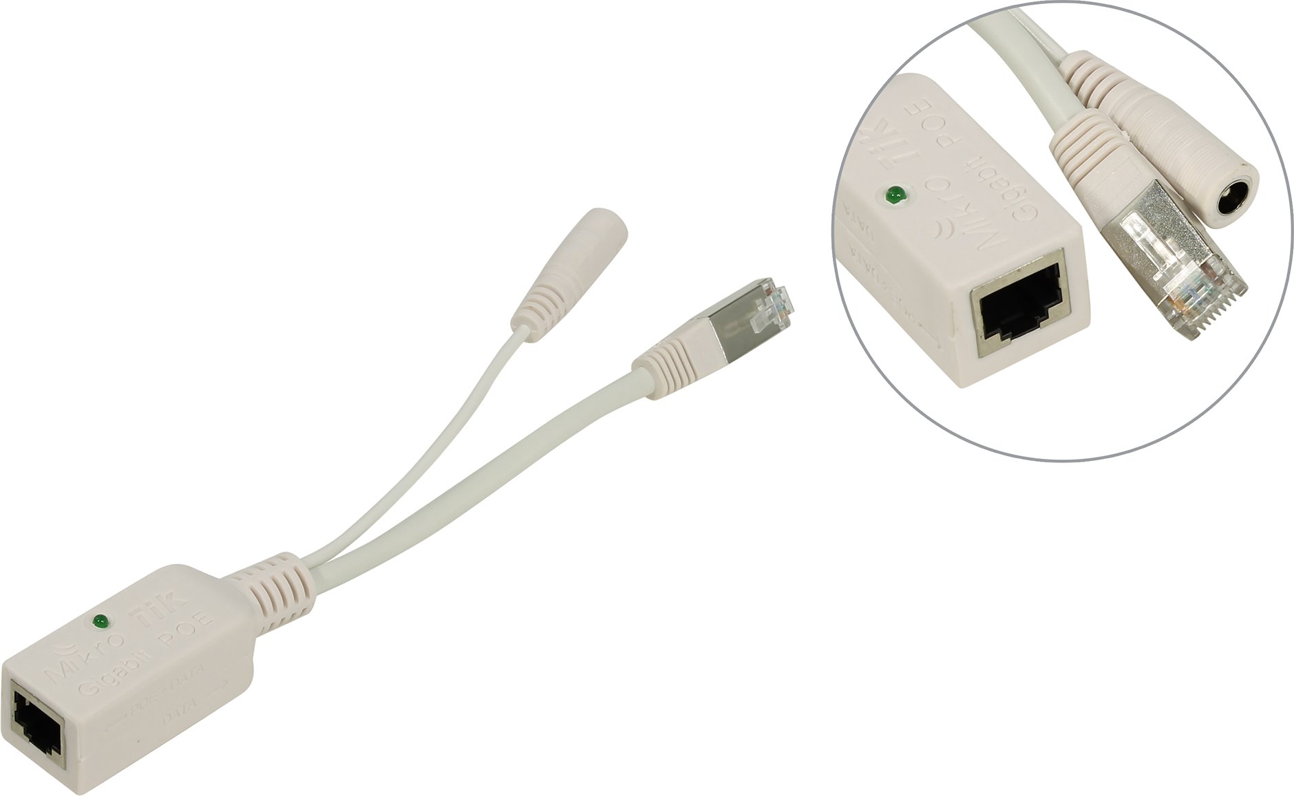 Купить Переходник сетевой MikroTik RBGPOE Gigabit PoE injector, 2A, 9-48V, 1xRJ45 in, 1xDC in, 1 x RJ45 out в Алматы