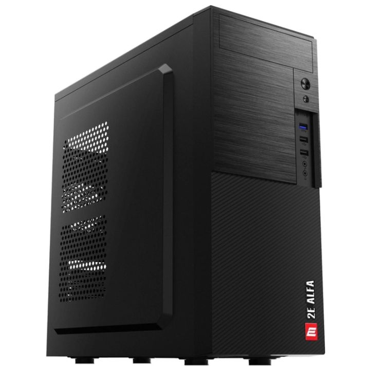 Купить Компьютерный Корпус 2E ALFA (E190-3U) MidT, 2xUSB2.0, 1xUSB3.0, сталь (боковая панель), без БП, черный в Алматы