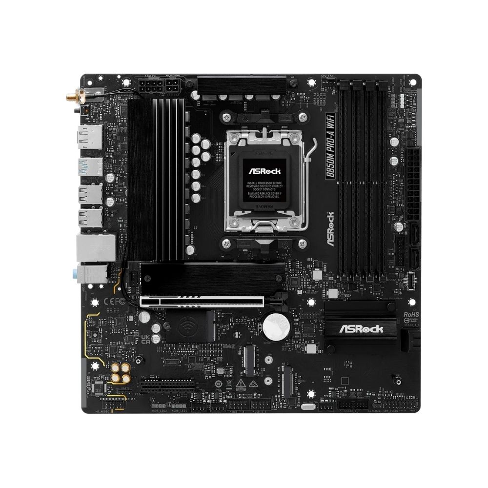 Купить Материнская плата ASRock B850M PRO-A WIFI AM5 4xDDR5 4xSATA 3xM.2 15xUSB 1xHDMI 1xDP WiFi6E mATX в Алматы