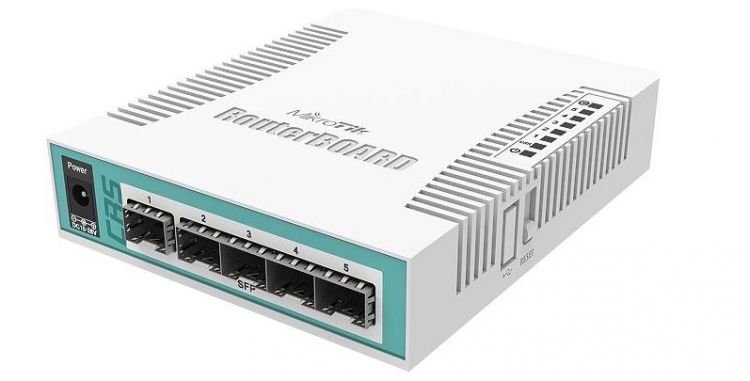 Купить Сетевой коммутатор MikroTik CRS106-1C-5S Cloud Router Switch 5SFP, 1Combo 1000BASE-T/SFP в Алматы