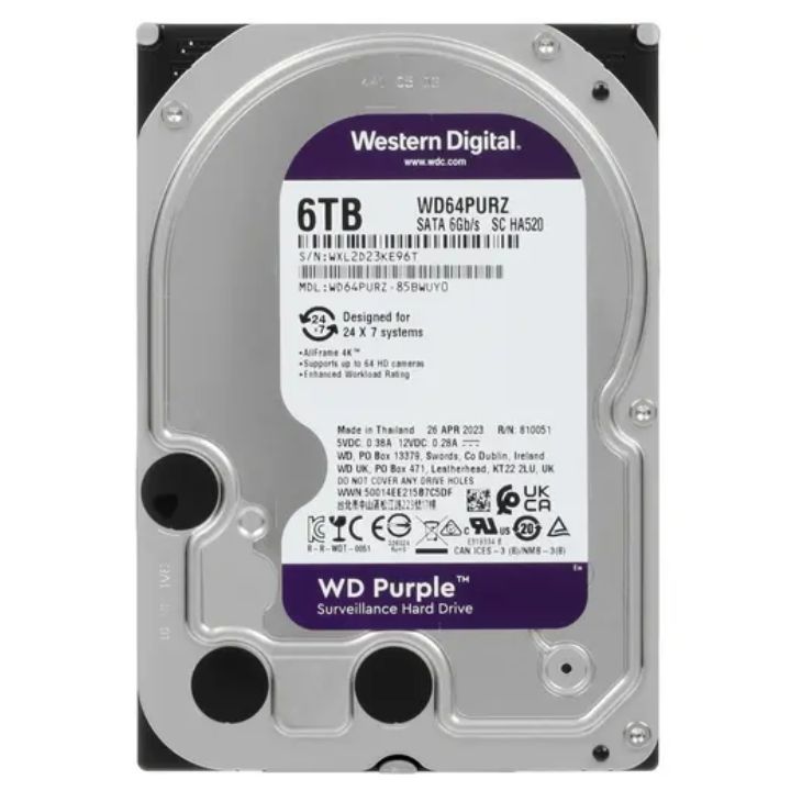 Купить Жёсткий диск HDD 6 Tb SATA 6Gb/s Western Digital Purple WD64PURZ 3.5" 5640rpm 256Mb в Алматы