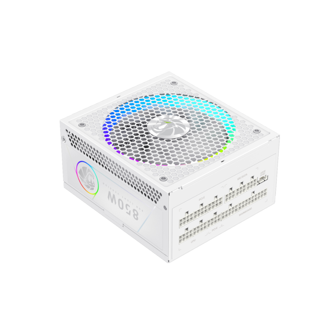 Купить БП ATX 850W GameMax RGB PRO 850G WH, Gold, 20+4/24+4/24+8/20+4+8/24+4+8/24+8+8, 14cm,3x6+2p+1p PCI-E в Алматы