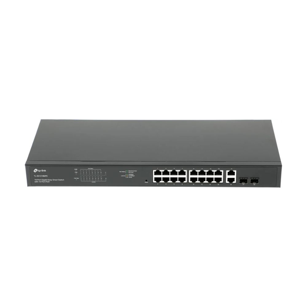 Купить Смартуправляемый коммутатор PoE+ GbE 18-портовый Tp-Link TL-SG1218MPE <Смартуправляемый 18-портовый гигабитный коммутатор с 16 портами PoE+ IEEE 802.3af/at, 2 гигабитных комбо RJ45/SFP-слота, приоритизация (QoS) 802.1p/DHCP, бюджет мощности PoE 192W, в Алматы