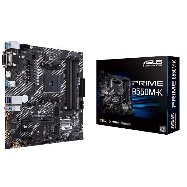 Купить Материнская плата ASUS PRIME B550M-K  AM4 4xDDR4 4xSATA3 RAID 2xM.2 DVI-D D-Sub HDMI mATX в Алматы