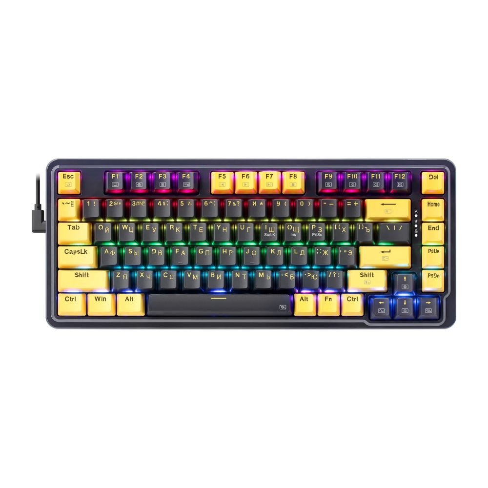 Купить KeyBoard  USB, Redragon Elf RU, wireless, purple/yellow, (71664) в Алматы