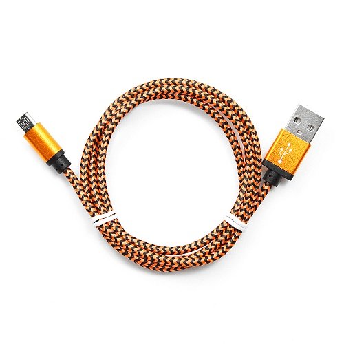 Купить Кабель USB 2.0 Cablexpert CC-mUSB2oe1m, USB-MicroUSB, 1м, нейлоновая оплетка, алюм разъемы, оранжев в Алматы