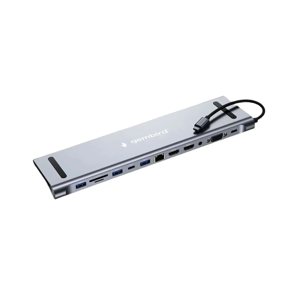 Купить USB Hub12 port, Gembird  UHB-D6, 2xUSB3.1, PD87, Jack3.5, SD/TF, 2xHDMI, RJ45, VGA, USB2.0, Type-C в Алматы