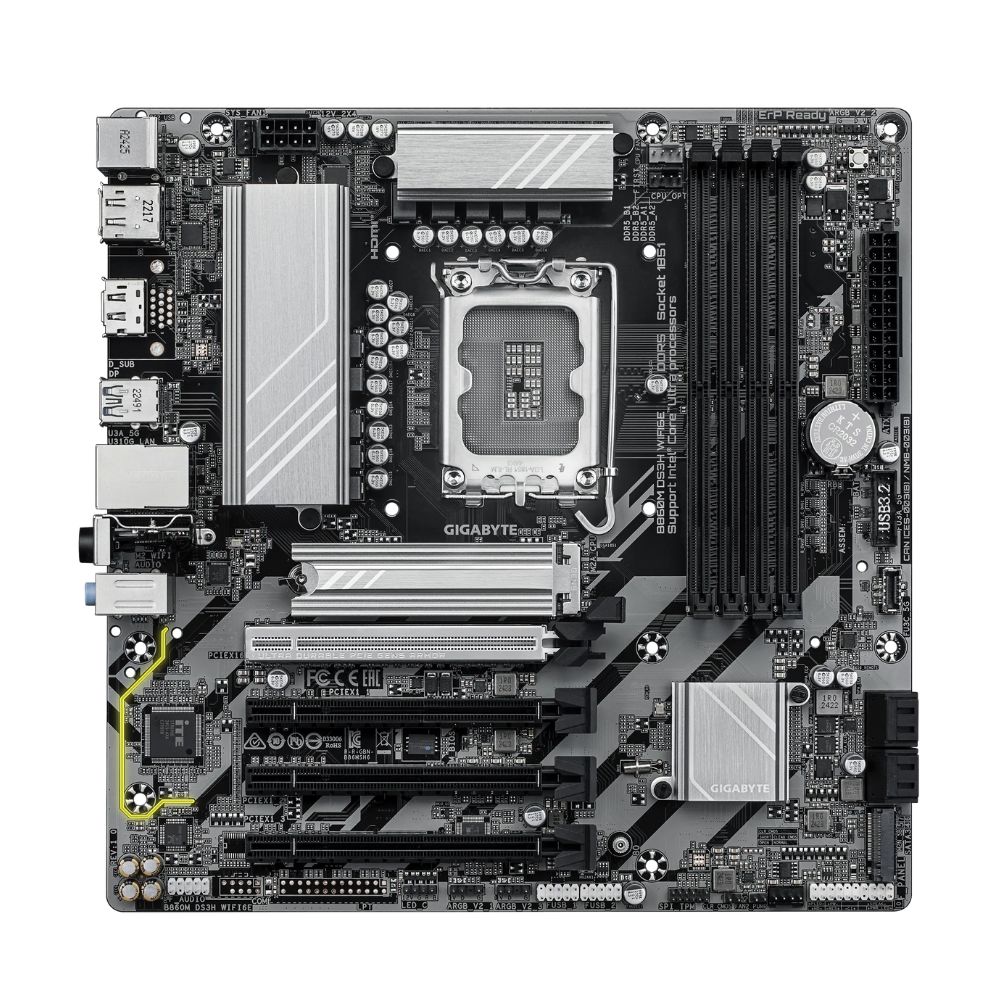 Купить Сист.плата Gigabyte B860M DS3H WIFI6E 1.0, B860, LGA1851, 4xDDR5, 4xPCI-E x16, M2, SATA, 2xDP, HDMI, Wi-Fi 6E, BOX в Алматы