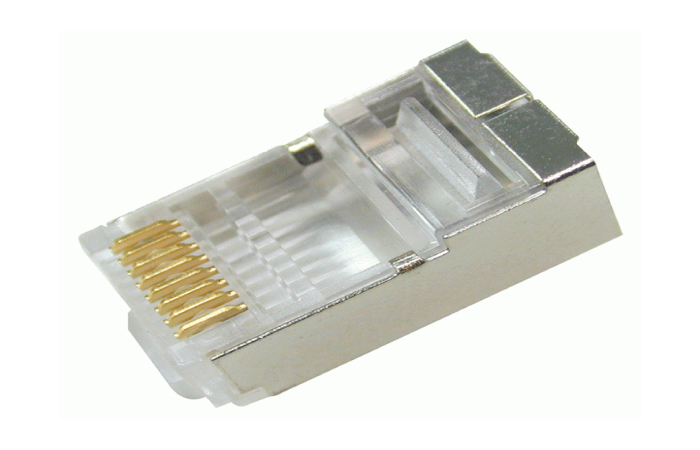Купить Коннектор RJ-45 Cat 5e, FTP экран, Dintek Сплав меди с золотым напылением в Алматы