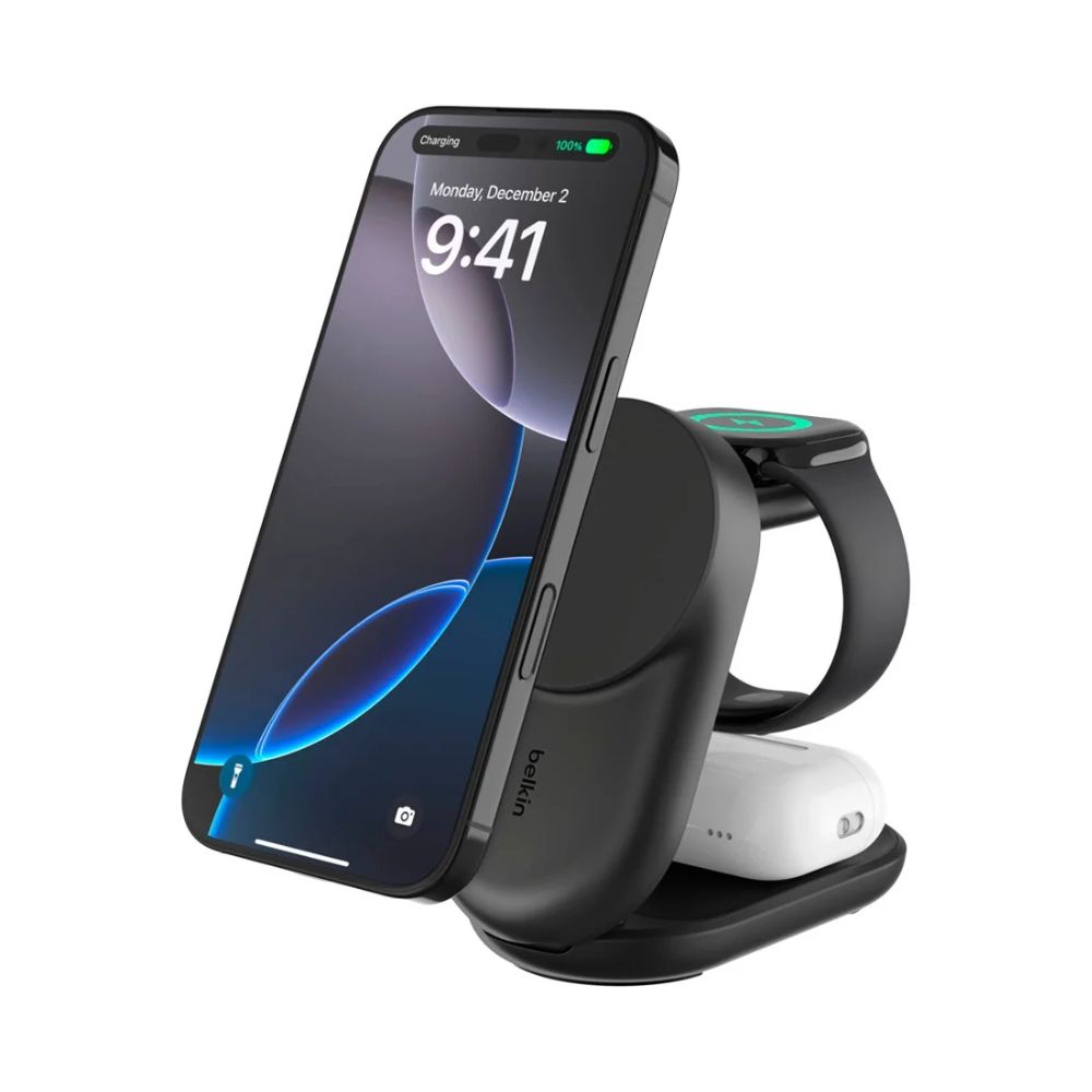 Купить BELKIN 25w Qi2 3-IN-1 Foldable Charger, Black в Алматы