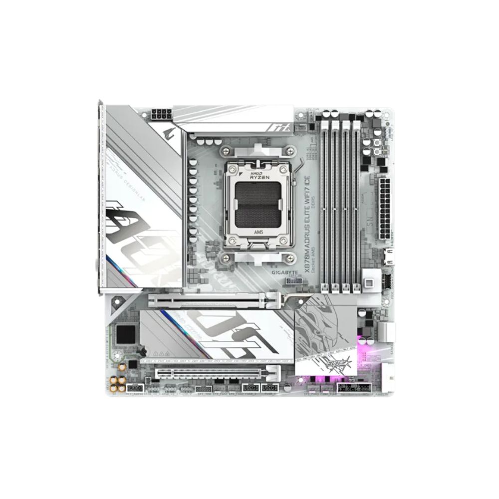 Купить MB Socket AM5, MATX, AMD X870 (HDMI), Gigabyte X870M AORUS ELITE WIFI7 ICE, 4DDR5, 3PCIx16 в Алматы